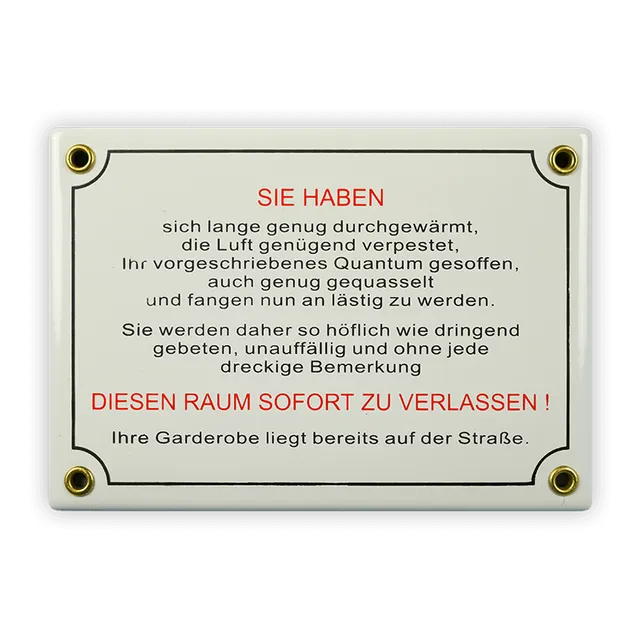Münder Email Lagerschilder Emailschild 17x12 cm Raum verlassen