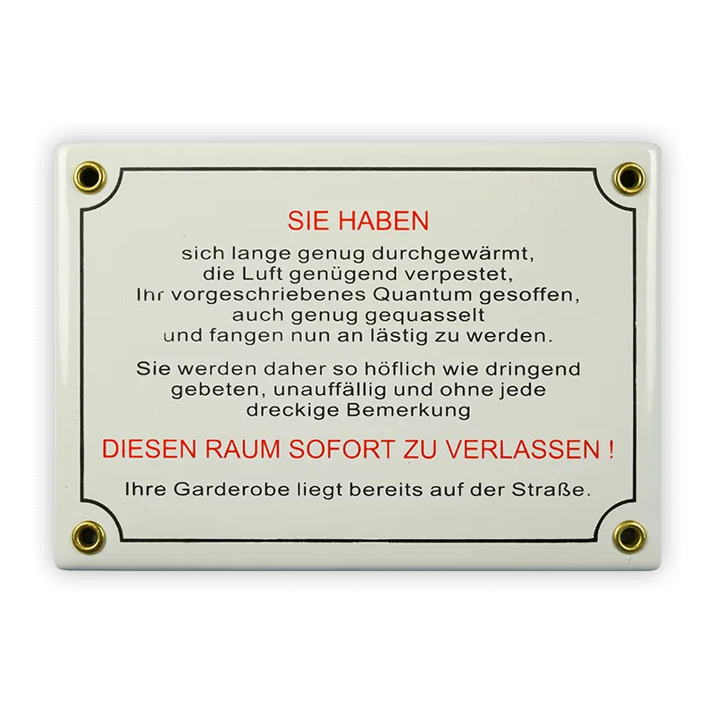 Münder Email Lagerschilder Emailschild 17x12 cm Raum verlassen