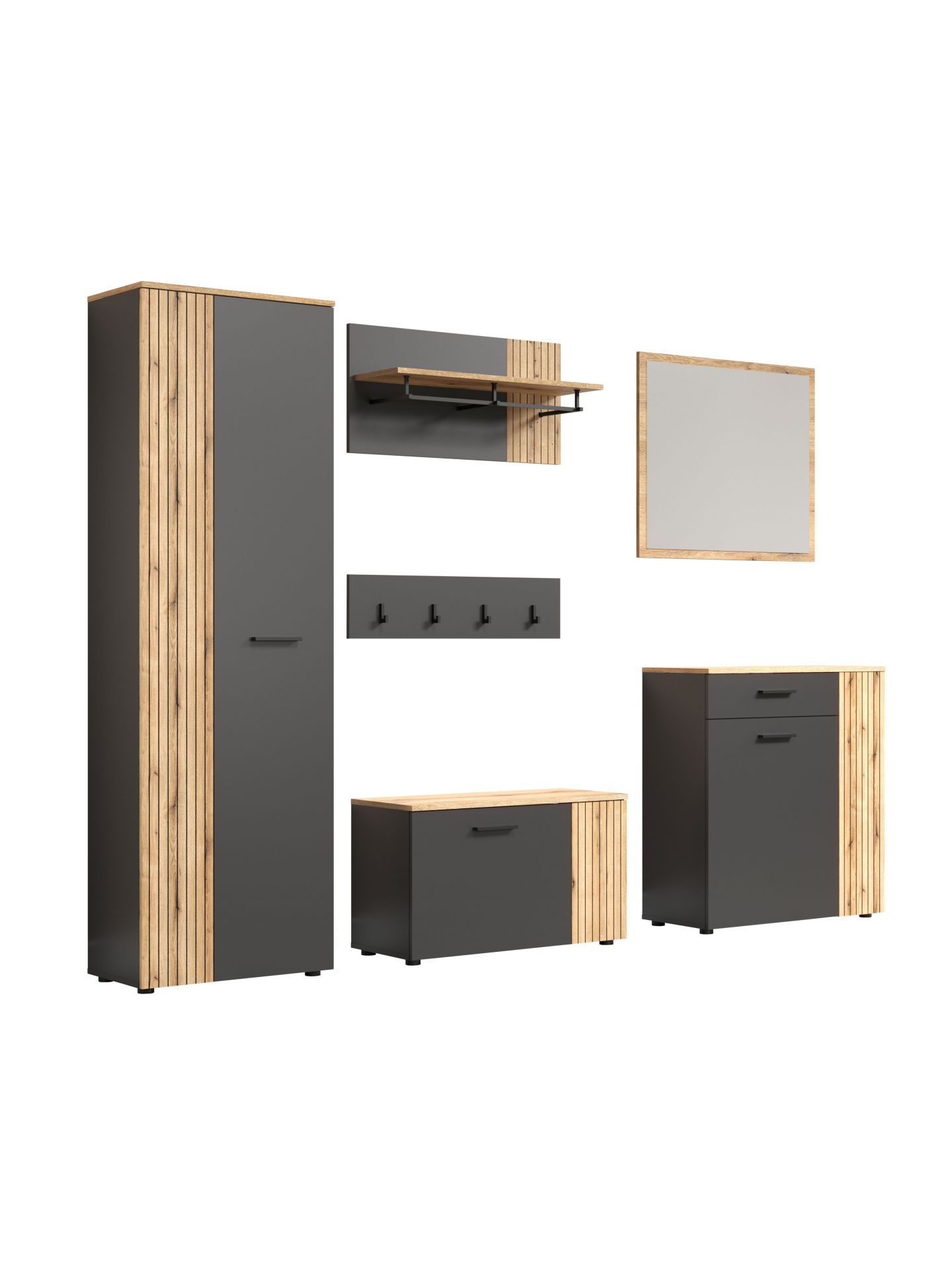 trendteam Esteban Garderoben-Set 6-tlg anthrazit Eiche