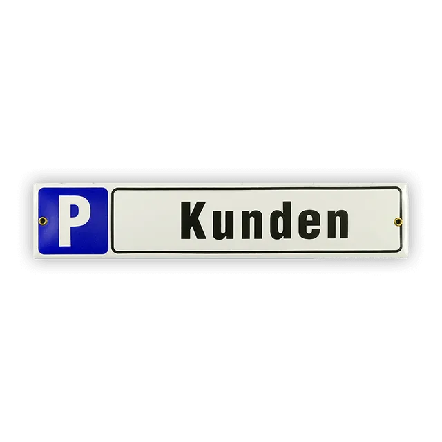 Münder Email Lagerschilder Emailschild P Kunden 40x8 cm
