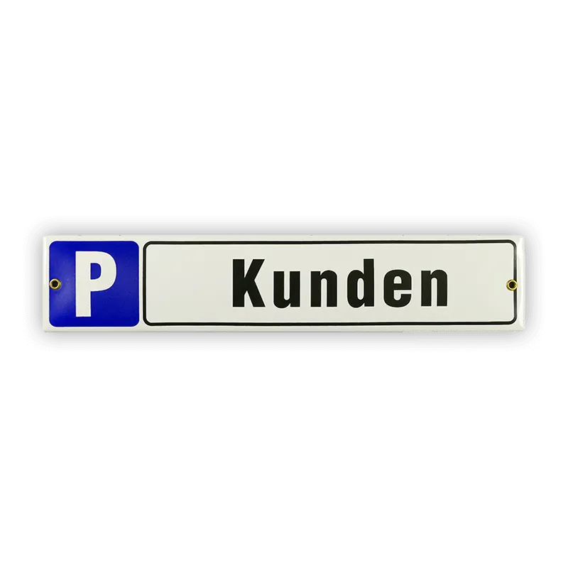 Münder Email Lagerschilder Emailschild P Kunden 40x8 cm