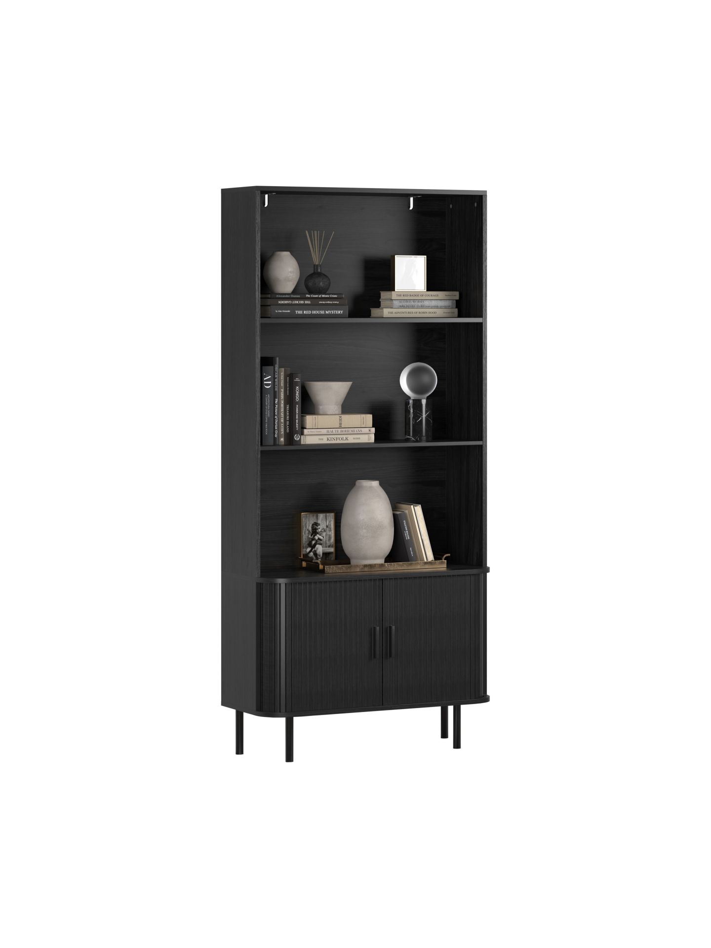 trendteam Ronin Bücherregal Jalousietüren Esche schwarz