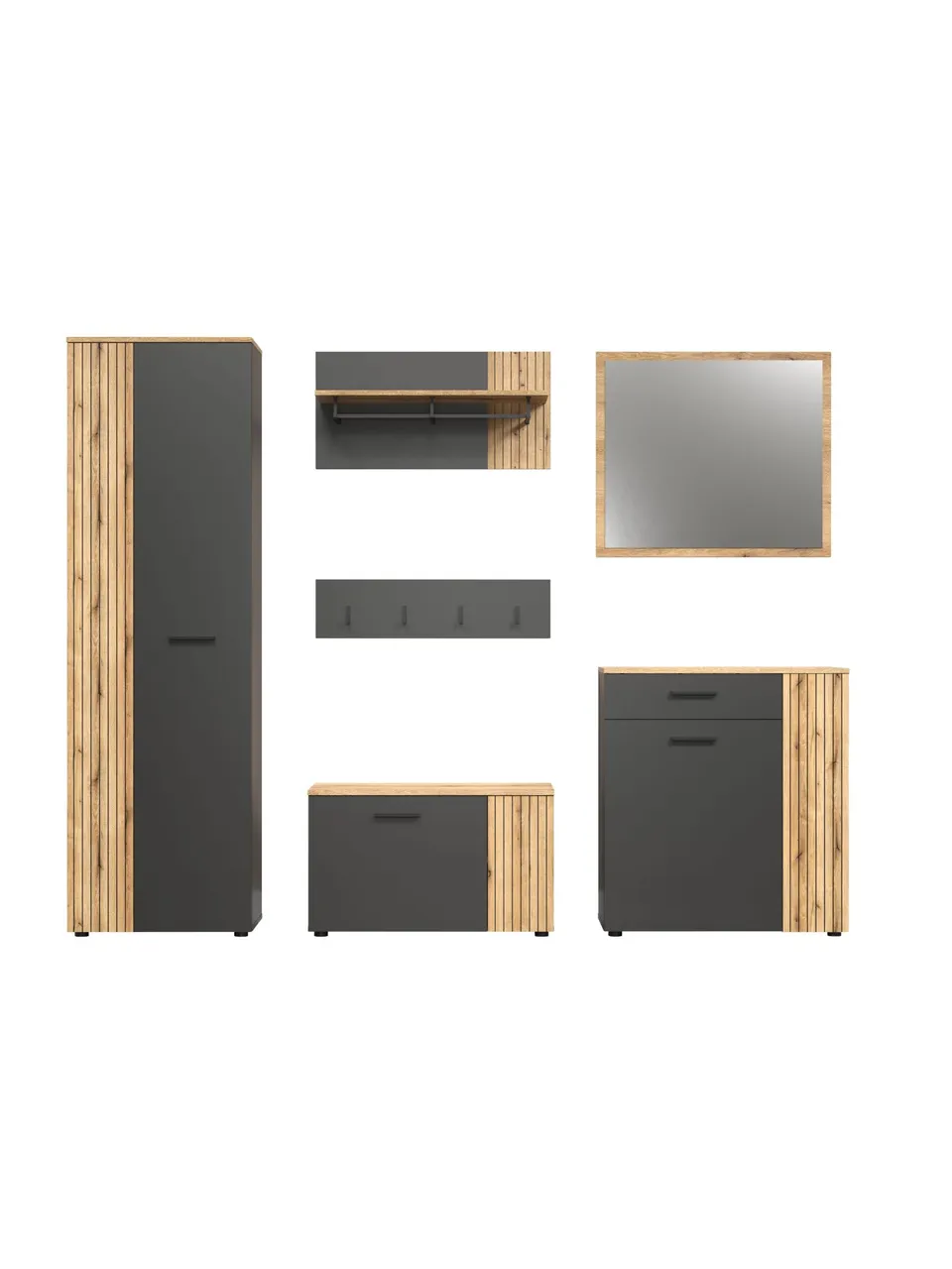 trendteam Esteban Garderoben-Set 6-tlg anthrazit Eiche