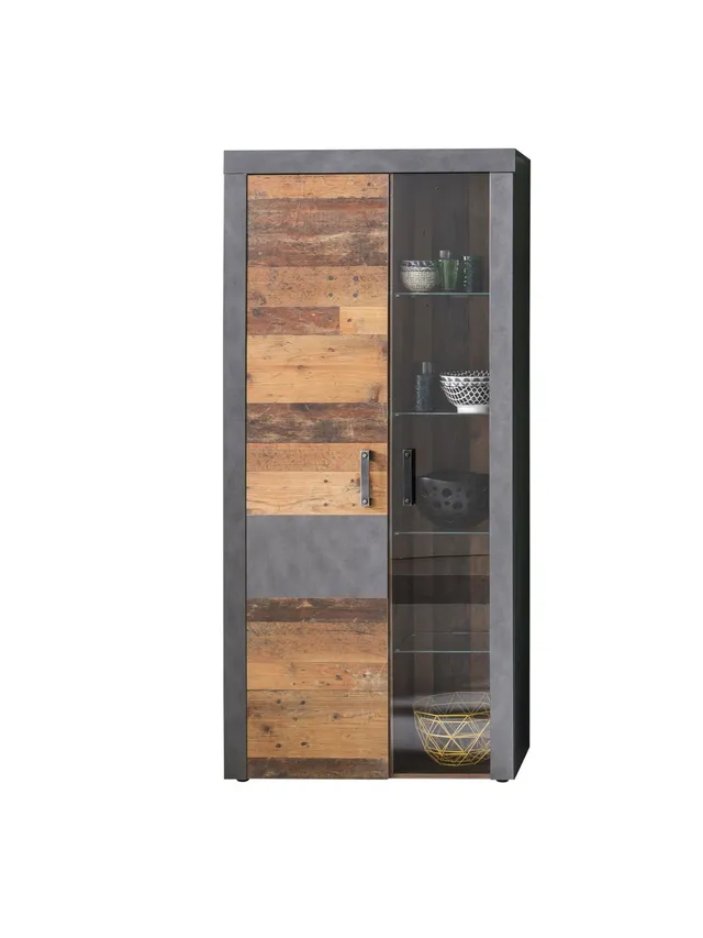 trendteam Indy Stauraumvitrine Graphit mit Beleuchtung