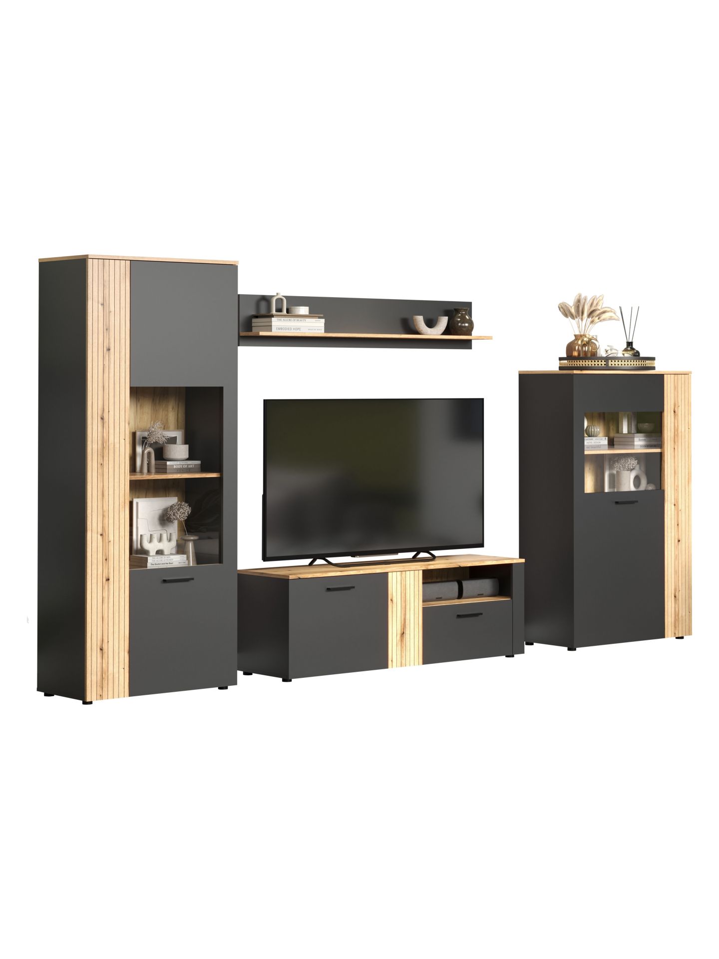 trendteam Esteban Anbauwand 4-tlg. Anthrazit Coast Evoke Oak