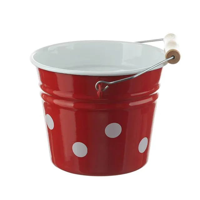 Münder Email Nostalgie Kindereimer 16 cm rot Tupfen