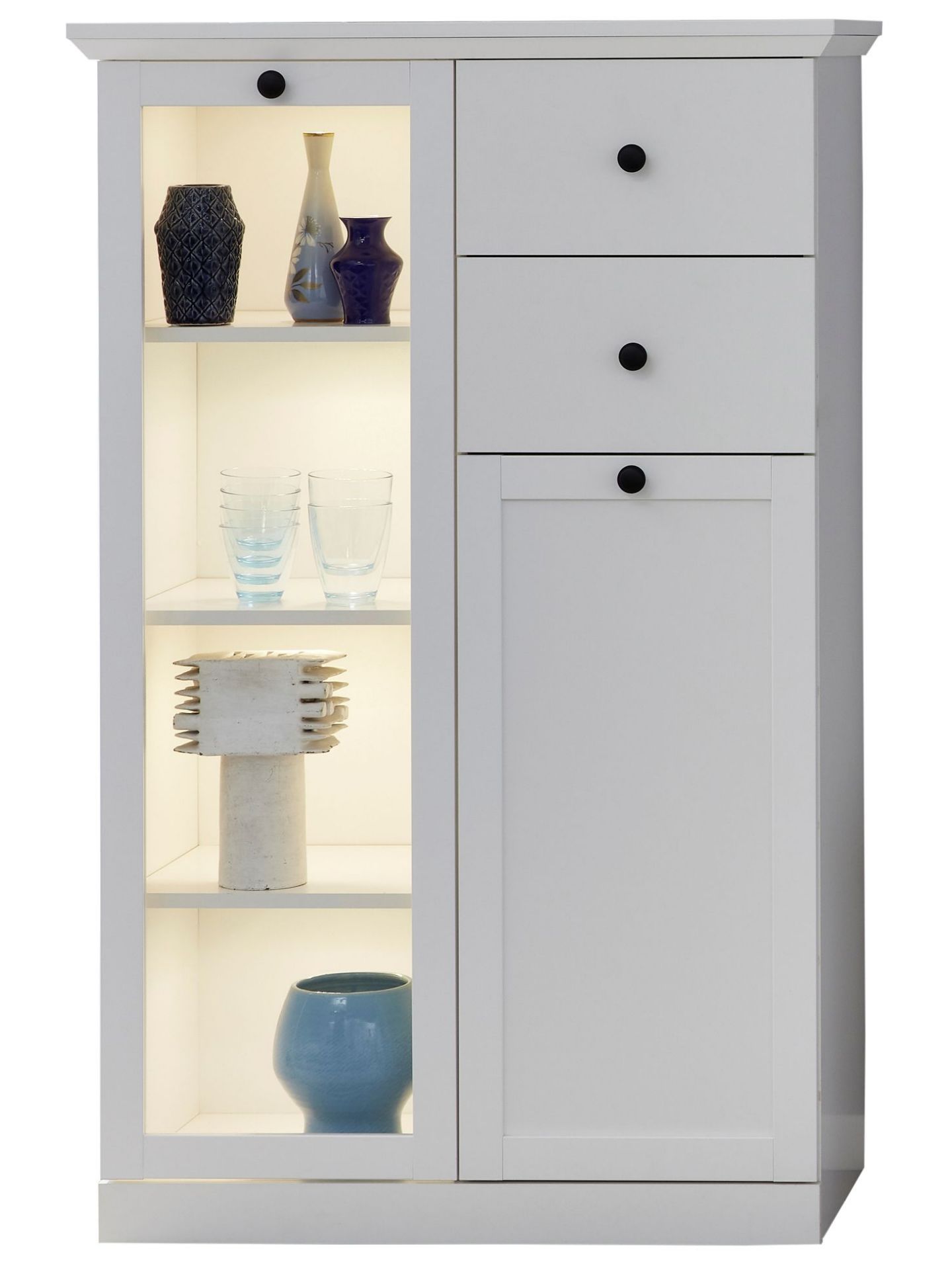 trendteam BrandsonBaxter Vitrine hoch weiß Dekor