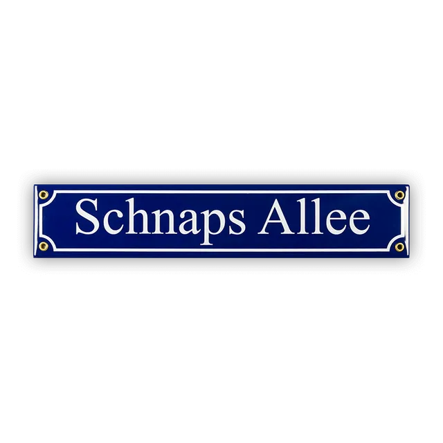 Münder Email Schnaps Allee Mini-Straßenschild 40 cm blau/weiß