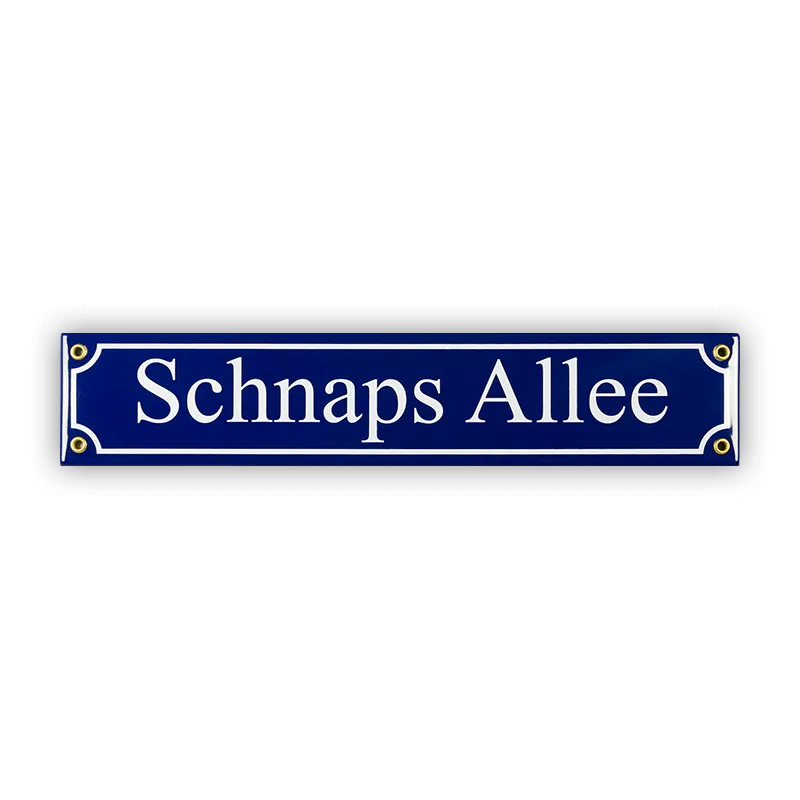 Münder Email Schnaps Allee Mini-Straßenschild 40 cm blau/weiß