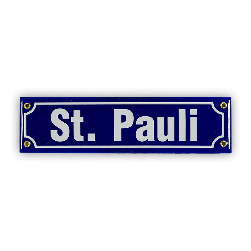 Münder Email St. Pauli Mini-Straßenschild Emaille 30 cm blau/weiß