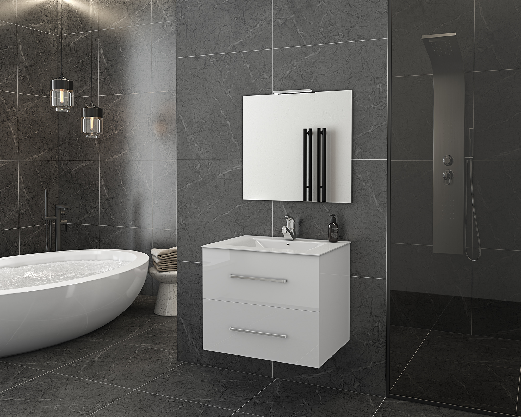 DROP Torino 60 White Badmöbel 60 cm Weiß