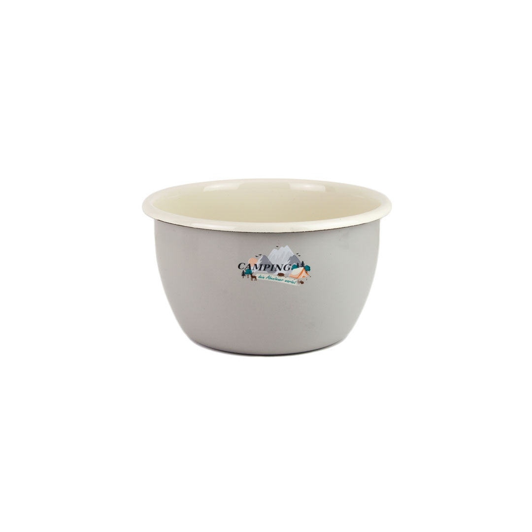 Münder Email Camping Salatschüssel 14 cm grau creme