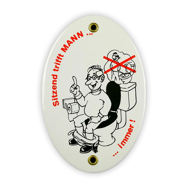 Münder Emailschild Sitzend trifft MANN immer 10x15 cm
