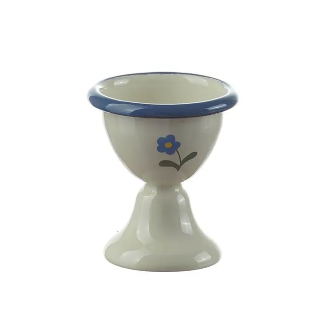 Münder Nostalgie Eierbecher Blümchen creme blau 6 cm