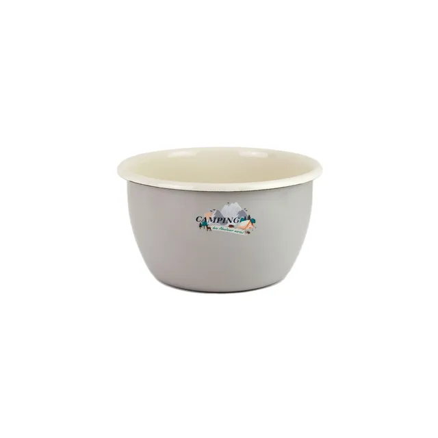 Münder Email Camping Salatschüssel 14 cm grau creme