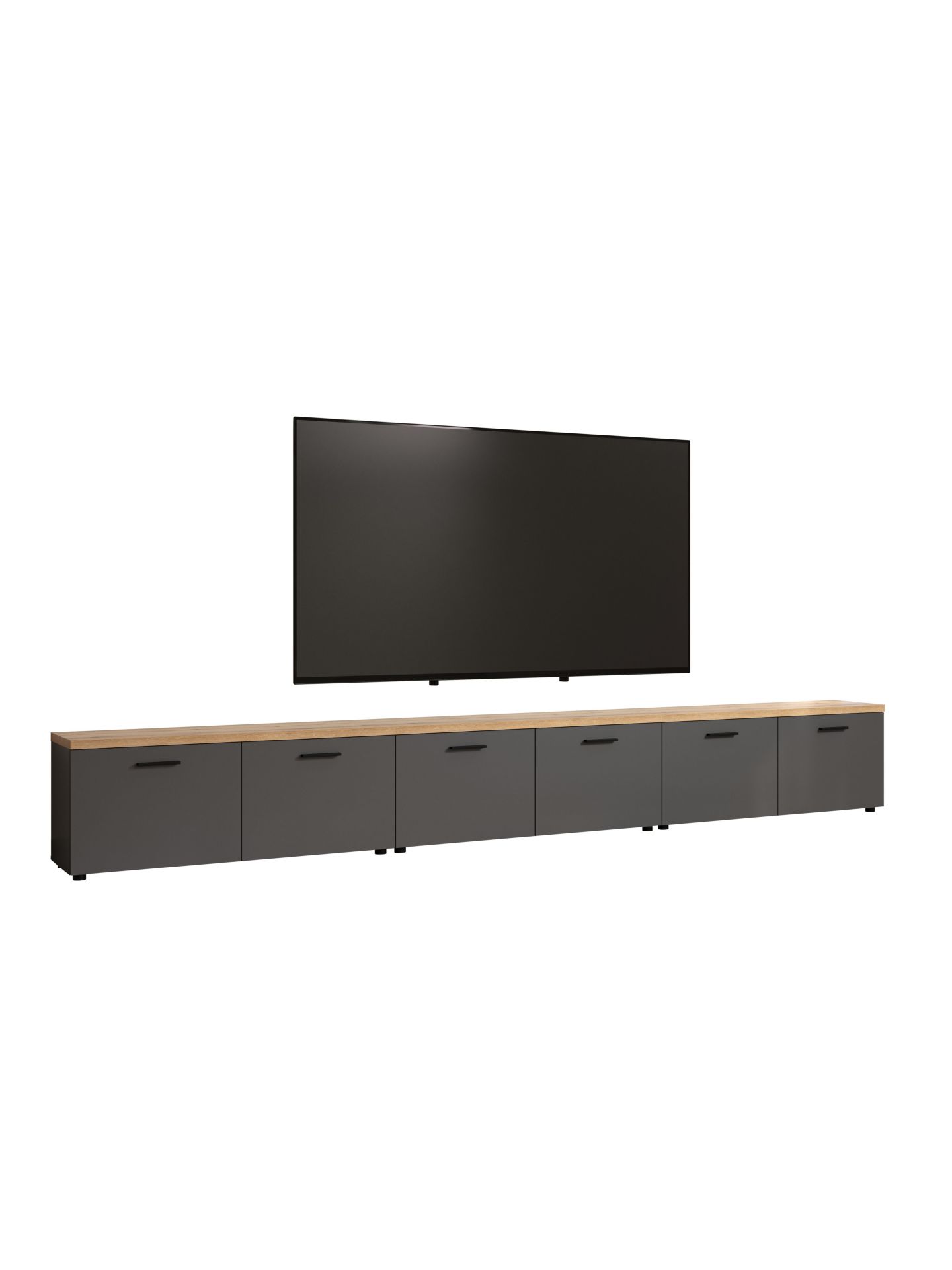 trendteam Baggio TV-Lowboard Anthrazit Coast Evoke Oak Wohnzimmer