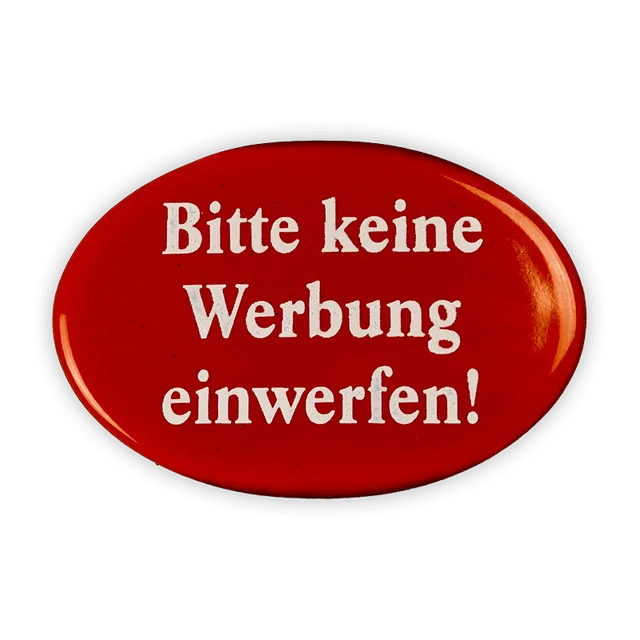 Münder Email Emailschild oval 6x4 cm Bitte keine Werbung einwerfen