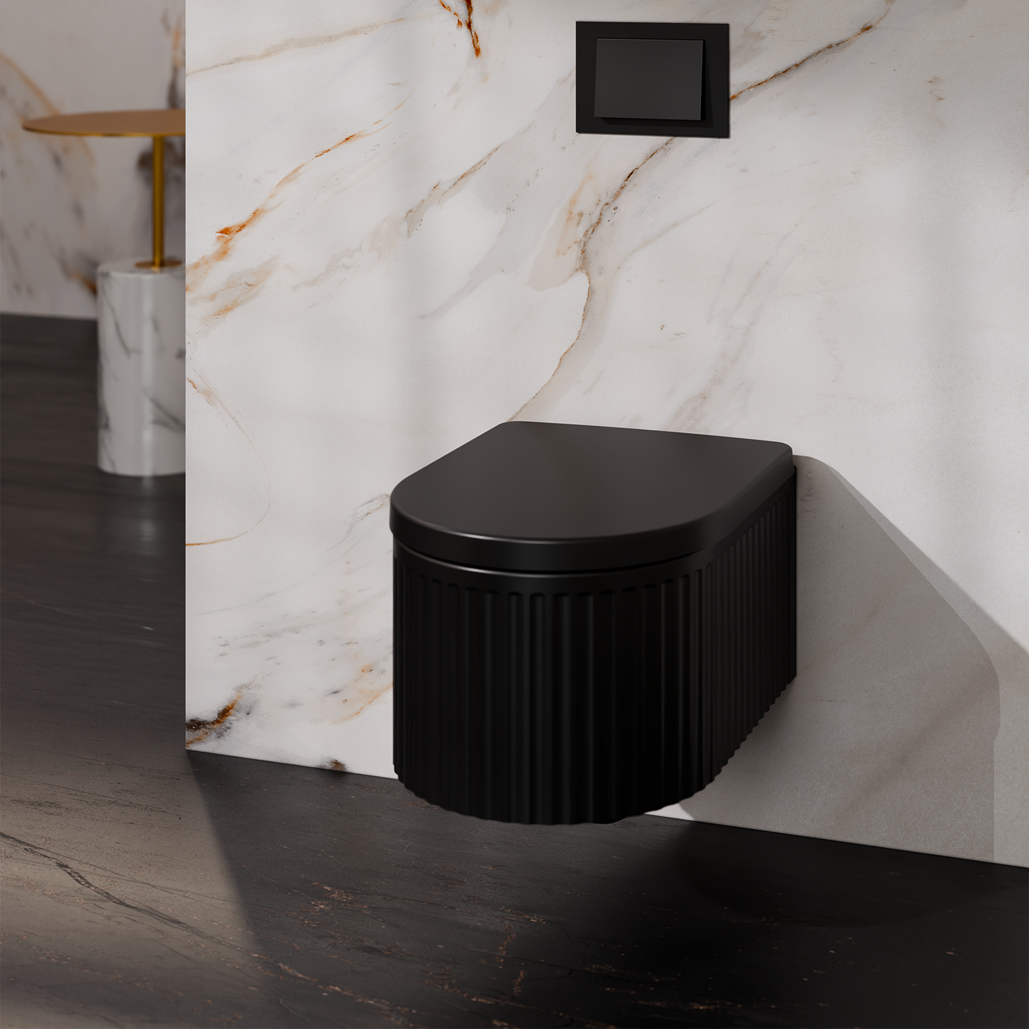 Treos Serie 810 Wand-Tiefspül-WC Set 49cm spülrandlos schwarz