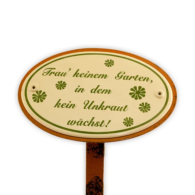 Münder Emaille Lagerschilder Trau keinem Garten Schild 15x10 cm Erdspieß