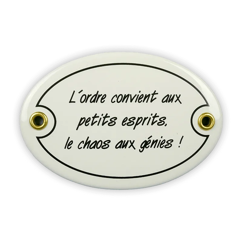 Münder Email Emailschild oval 10,5x7 cm französisch Chaos