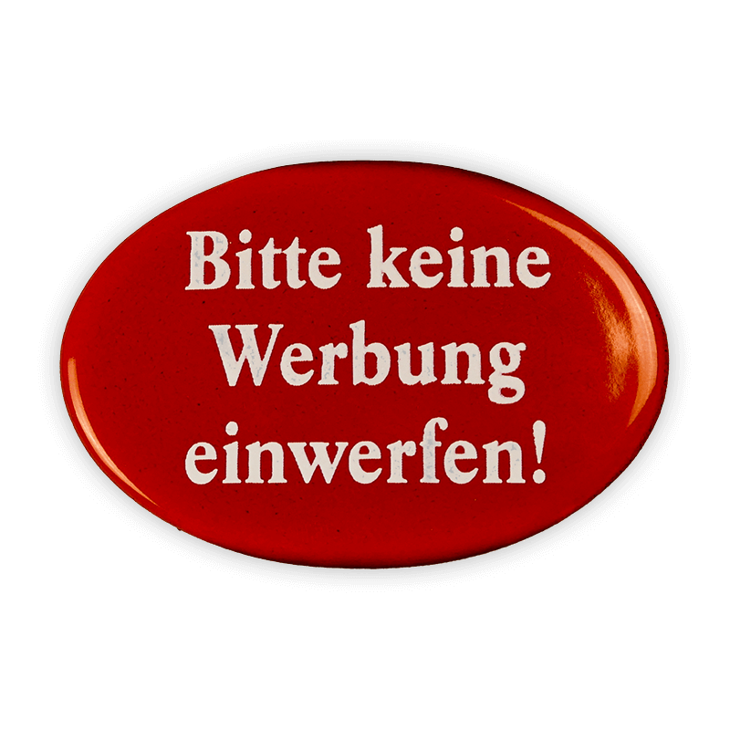 Münder Email Emailschild oval 6x4 cm Bitte keine Werbung einwerfen