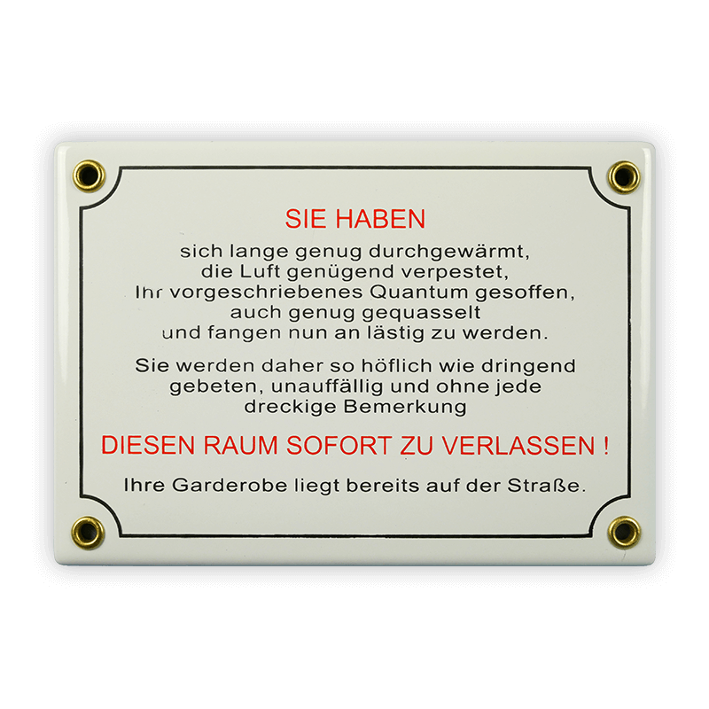 Münder Email Lagerschilder Emailschild 17x12 cm Raum verlassen