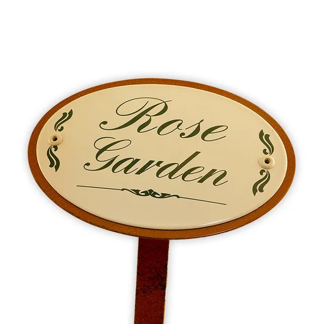 Münder Email Emaille Lagerschilder Rose Garden Emailschild oval 15x10cm