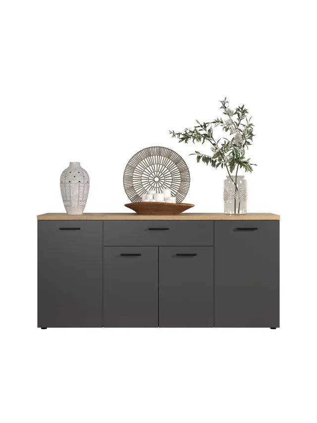 trendteam Baggio Sideboard Kommode Anthrazit Eiche