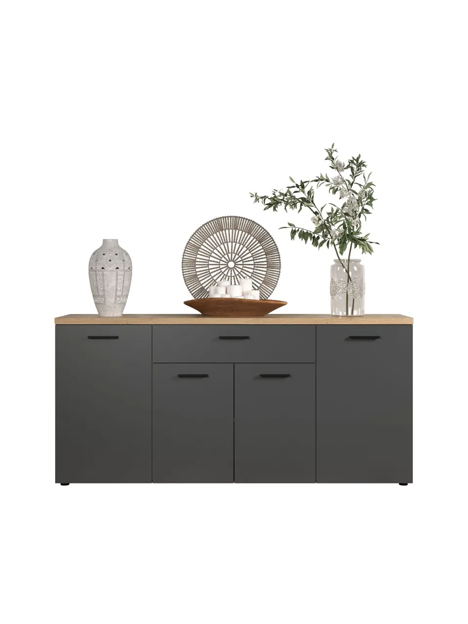 trendteam Baggio Sideboard Kommode Anthrazit Eiche