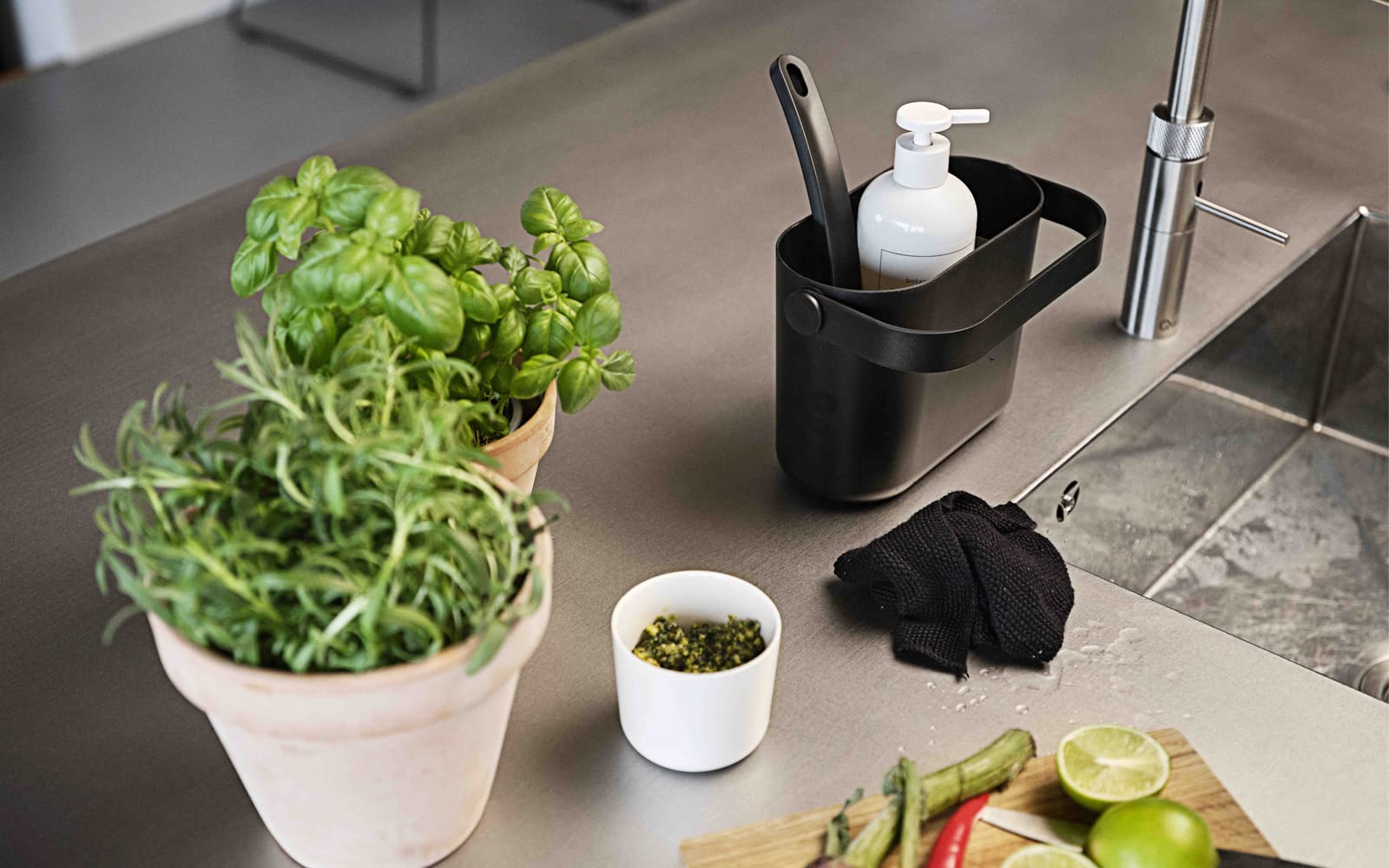 Zone Denmark Circular Spülset Warm Grey mit Bürste Organizer