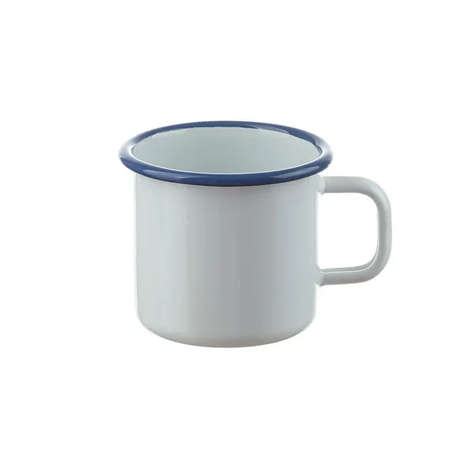 Münder Email Blauer Rand Becher 7 cm weiß/blau