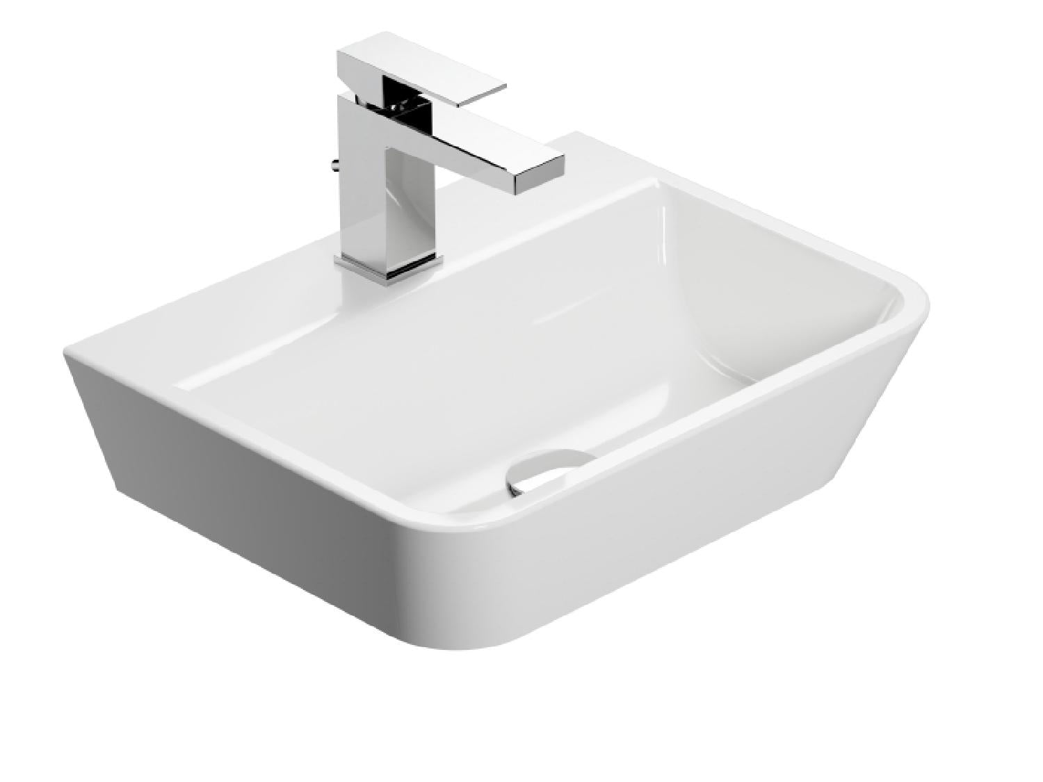 Treos Serie 720 Waschbecken 450x350 mit Hahnloch weiß