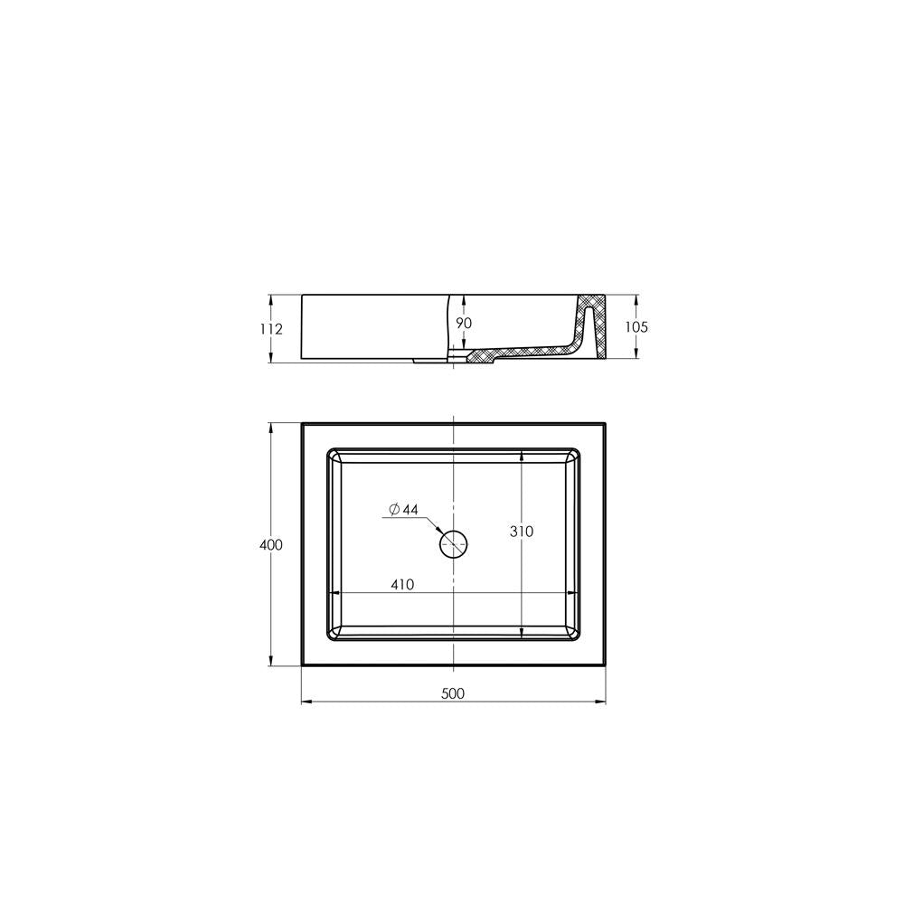 Treos Serie 710 Aufsatz-Waschbecken Mineralguss 500x400 weiß