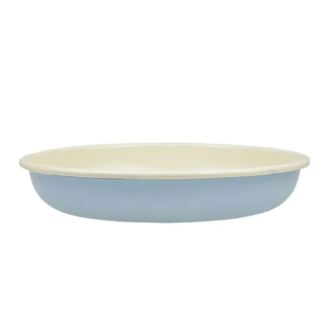 Münder Email Teller tief 24 cm pastell hellblau/creme 1,7 l