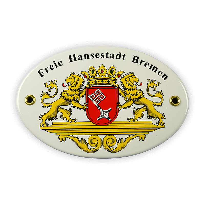Münder Emailschild Bremen oval 15x10 cm Wappen
