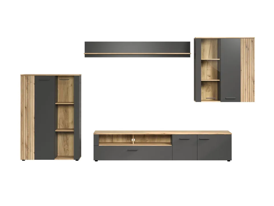 trendteam Esteban Anbauwand 4-tlg Anthrazit Eiche
