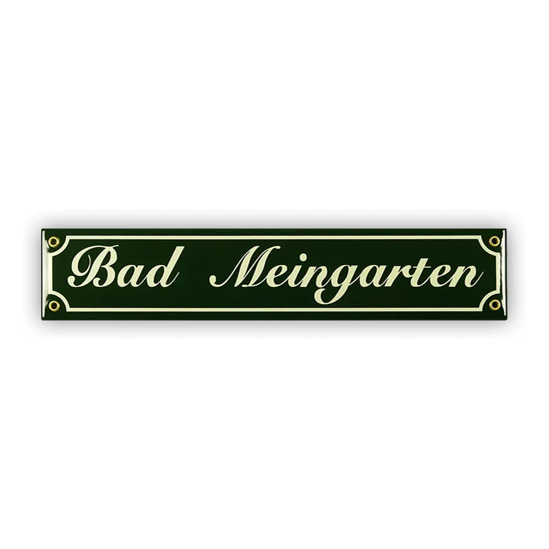 Emaille Mini-Straßenschild Bad Meingarten 40 cm grün Emaille