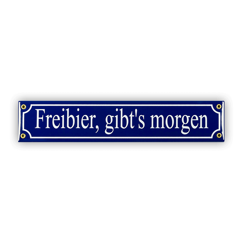 Münder Email Mini-Straßenschild Freibier gibt's morgen Emailschild 40 cm