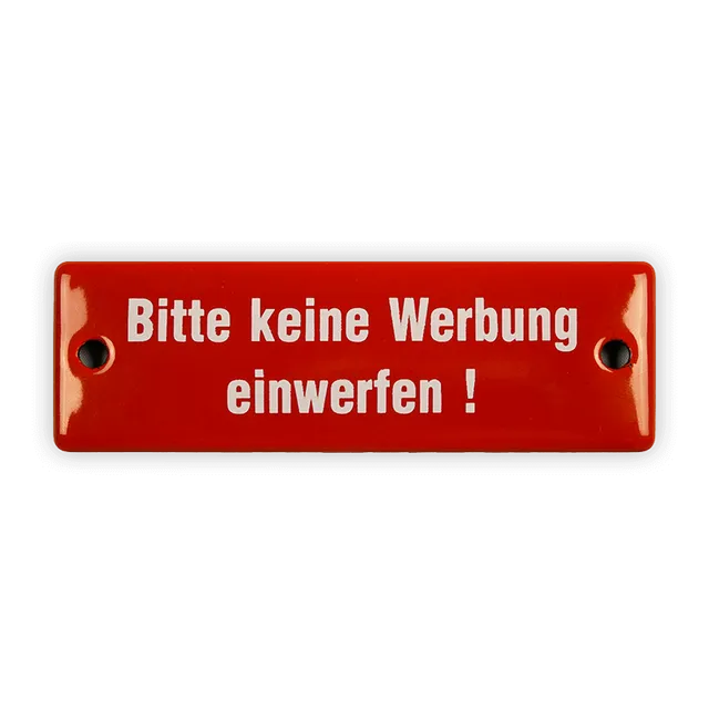 Münder Email Bitte keine Werbung Emailschild 12,5 cm rot