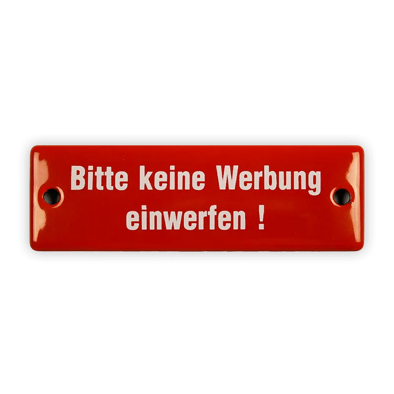 Münder Email Bitte keine Werbung Emailschild 12,5 cm rot