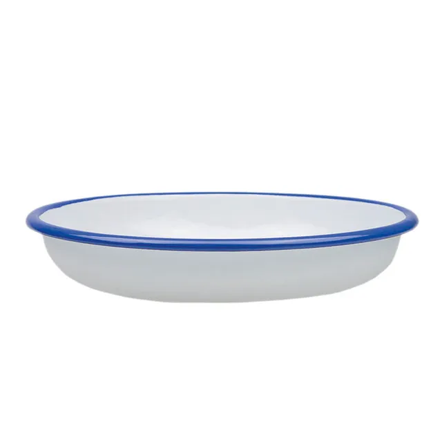 Münder Email Nostalgie Teller tief 24 cm weiß/blau