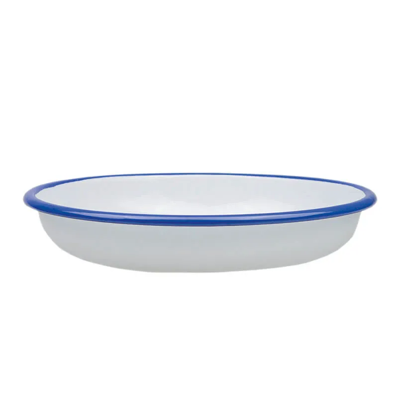 Münder Email Nostalgie Teller tief 24 cm weiß/blau