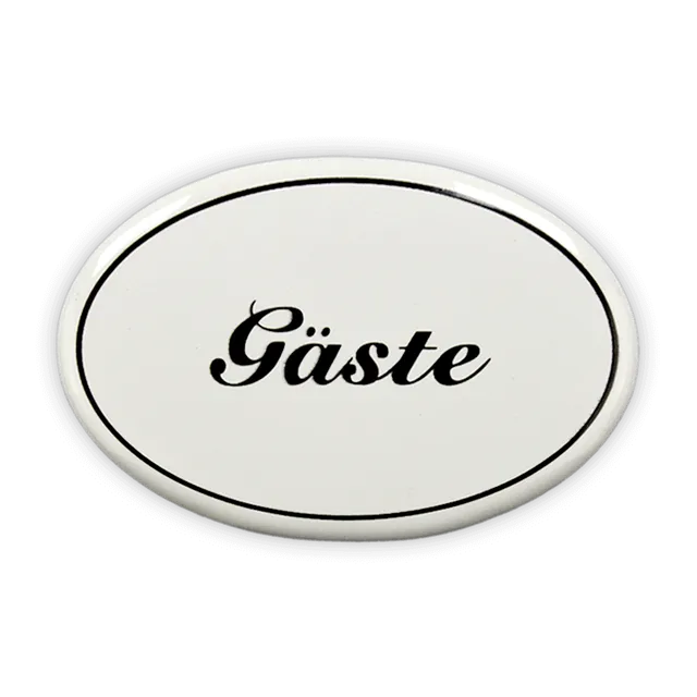 Münder Email Lagerschilder Türschild Gäste oval 6x4 cm Kleben