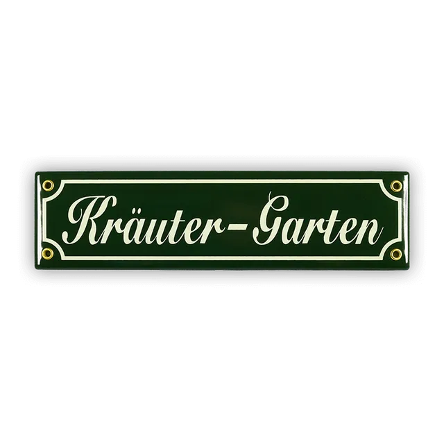Münder Email Mini-Straßenschild Kräuter-Garten 30x8 cm grün/beige