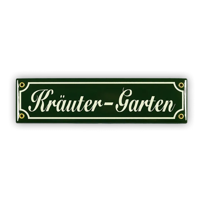 Münder Email Mini-Straßenschild Kräuter-Garten 30x8 cm grün/beige