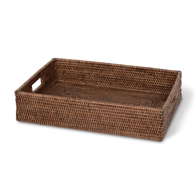 Decor Walther Basket Tray Tablett Rattan Dunkel rechteckig
