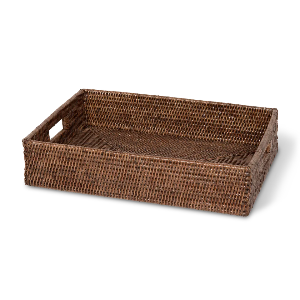 Decor Walther Basket Tray Tablett Rattan Dunkel rechteckig