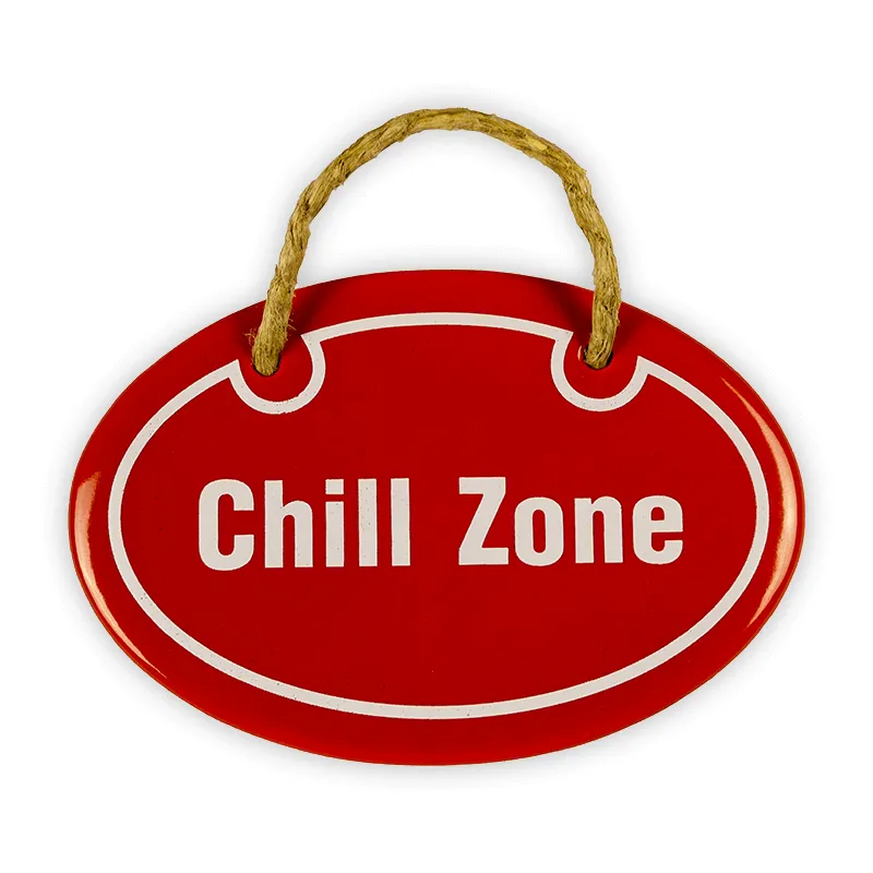 Münder Email Emailschild oval 10,5x7 cm Chill Zone rot/weiß