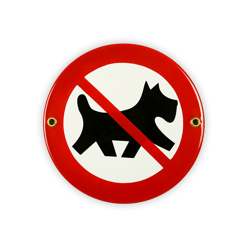 Emaille Lagerschilder Emailschild rund 15 cm Hunde verboten