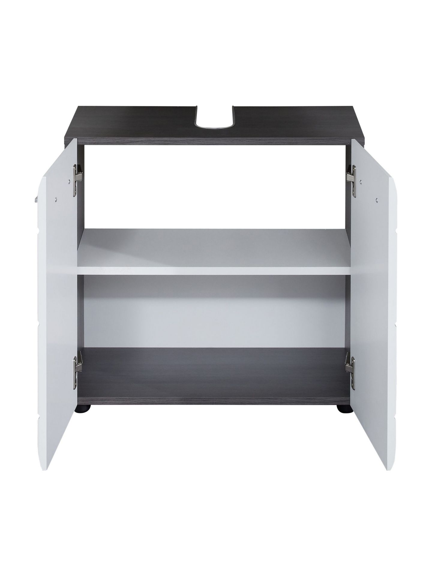 trendteam Line Waschbeckenunterschrank rauchsilber weiß